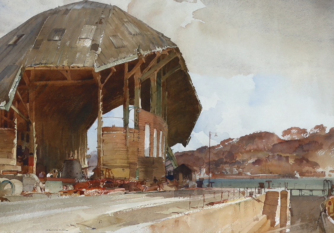 Sir William Russell Flint RA PRWS (British, 1880-1969), ‘No.1 Ship, Davenport Dockyard, February, 1941’, watercolour, 36 x 52cm